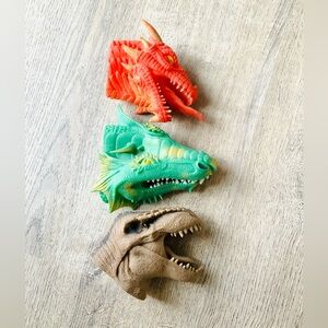 Set of 3 Hand Puppets Dragons and Dinosaur Toys